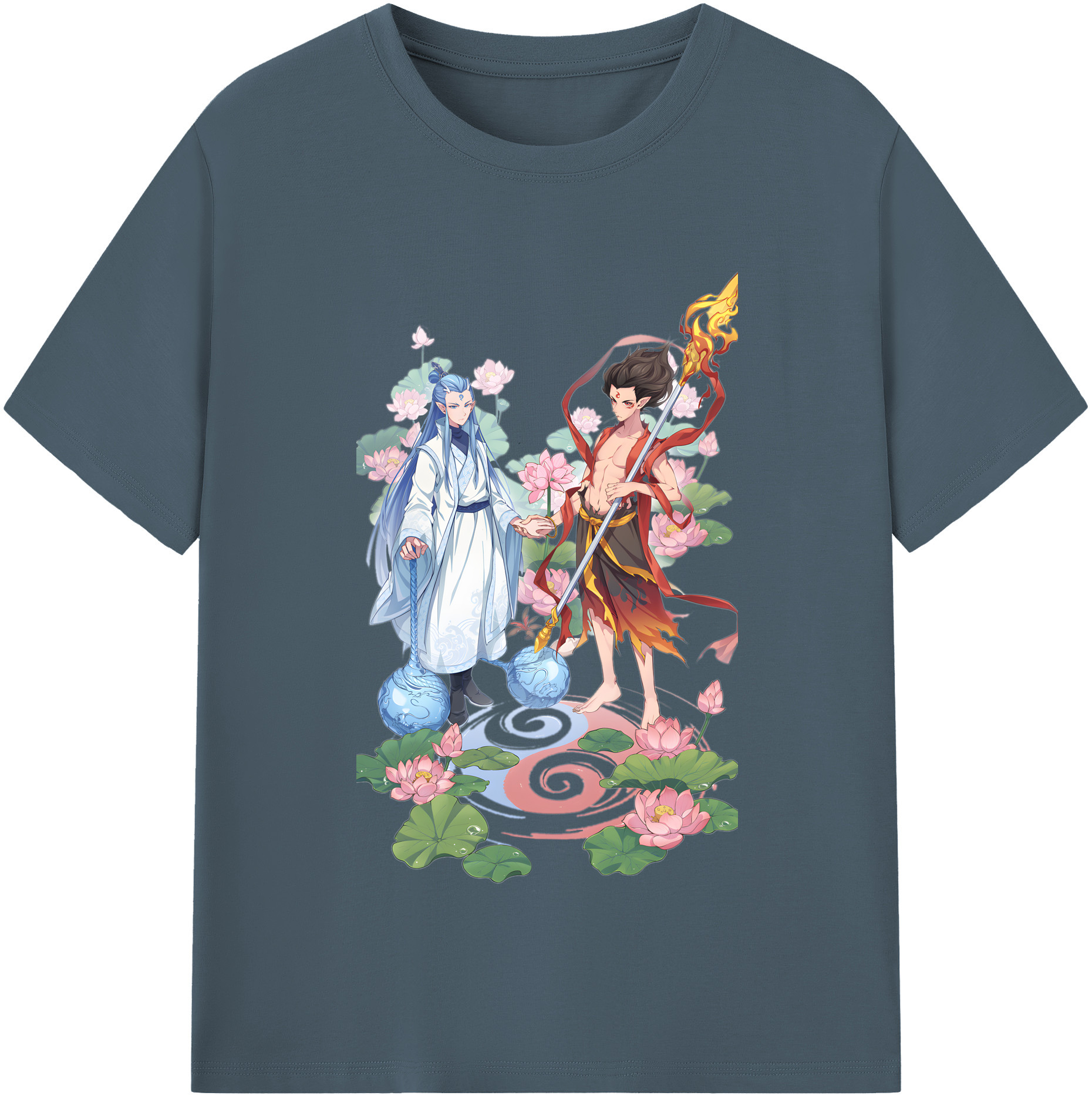 （画像用） Ne Zha 2 ナタ 魔童の大暴れ 綿100％半袖Tシャツ（フロントプリント）